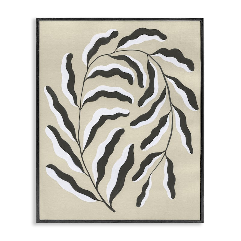 Stupell Curved Blooming Botanical Framed Giclee Art Design By Grace Popp - 16 x 20 - Black