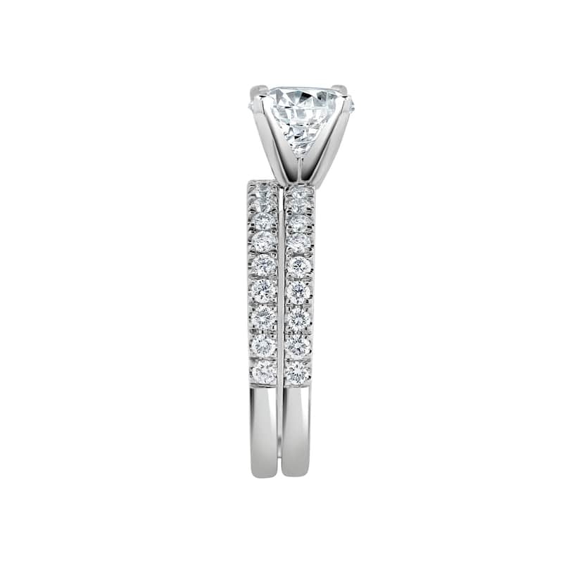 Auriya 14k-White Gold Lab Grown Round Diamond Bridal-Ring-Set 1.45 ct. tw. (E-F VS)