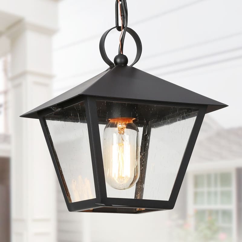 Mano Modern Black 1-Light Outdoor Wall Sconces Pendant Exterior Lantern