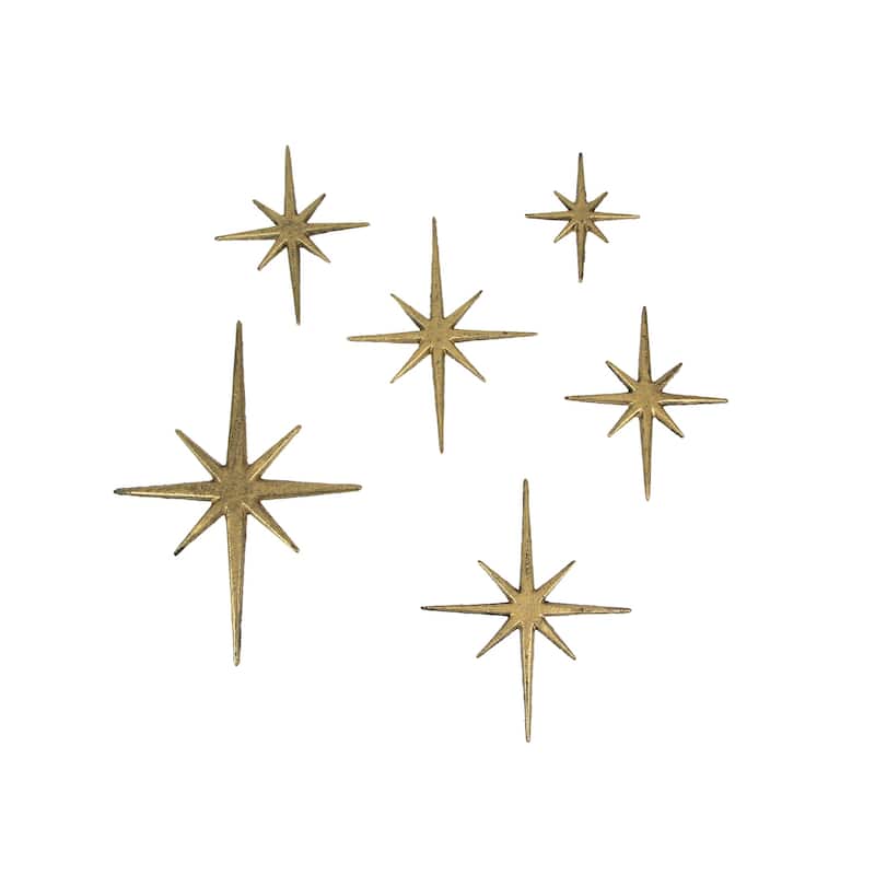Set Of 6 Cast Iron Starburst Wall Hangings Mid Century Modern 8 - Orange