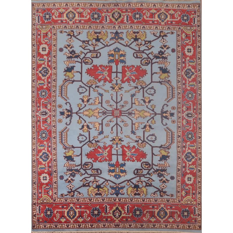 Light Blue Heriz-Serapi Oriental Area Rug Handmade Wool Carpet - 8'0"x 10'1"