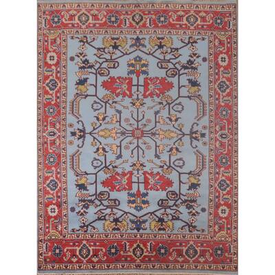 Light Blue Heriz-Serapi Oriental Area Rug Handmade Wool Carpet - 8'0"x 10'1"