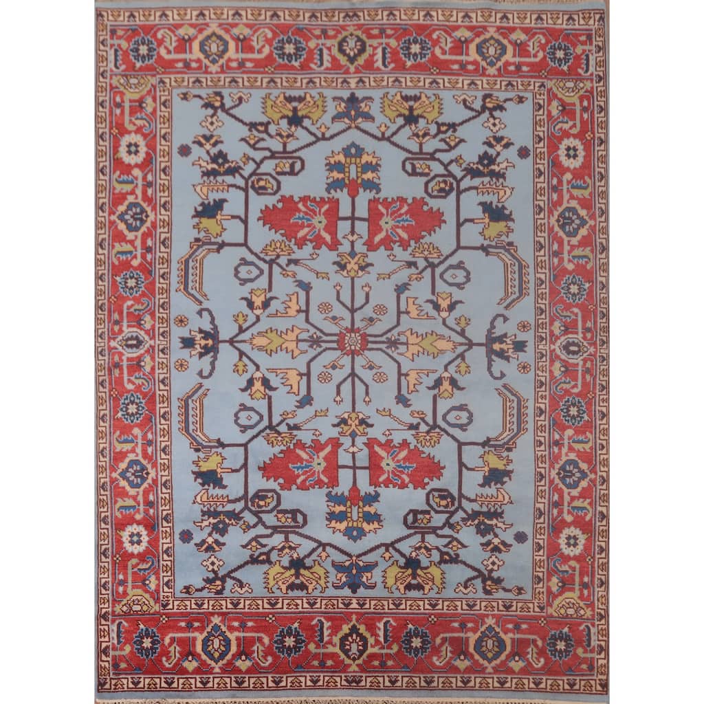 Light Blue Heriz-Serapi Oriental Area Rug Handmade Wool Carpet - 8'0"x 10'1"