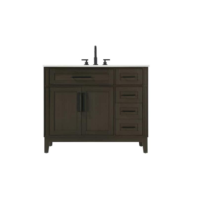Rachel Single Bathroom Vanity (32-42 inch) - Mocha Brown - 42"