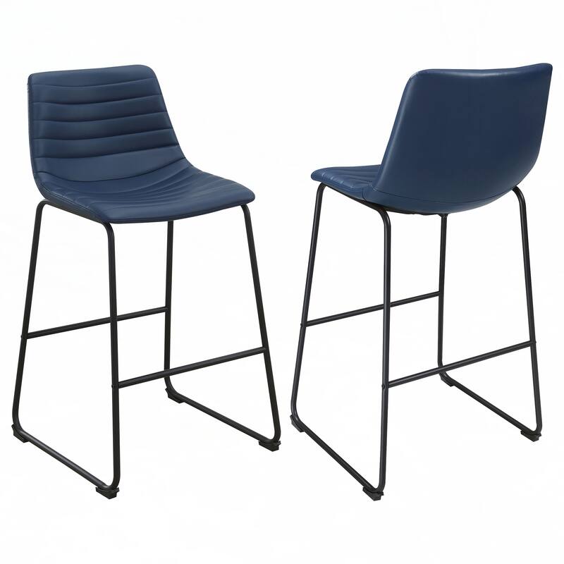 Blue Upholstered Counter Chair (Set of 2)
