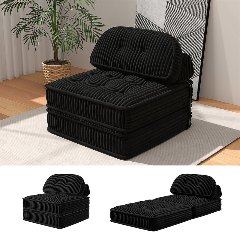 Folding Sofa Bed, Convertible Sleeper Chair with Pillow Foldable Mattress, Portable Fold Out Chair Bed Floor Sofa Lounge