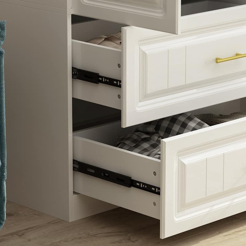 Modern Freestanding Wardrobe Armoire Closet High Cabinet Storage White - 93.7"H