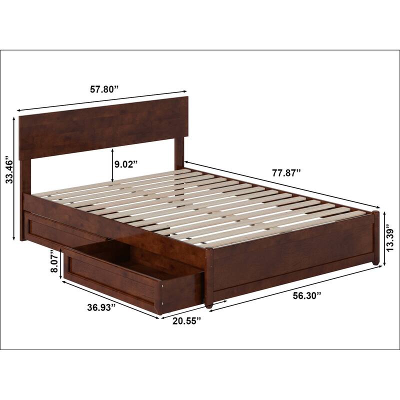 Wesley Platform Bed with Panel Footboard and Storage Drawers