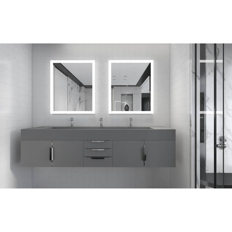 Nile 84" Wall Mounted Bathroom Vanity Set gr/ Gray Top