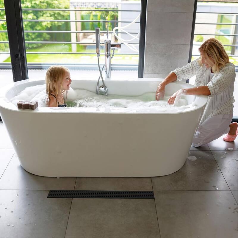 24-Inch Linear Shower Floor Drain, Square Hole Grate - 24 inch