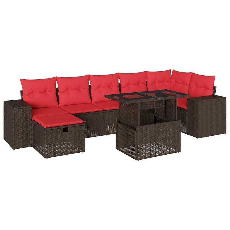 vidaXL Patio Sofa Set with Cushions Sectional Couches 8 Piece Poly Rattan - 24.4 x 24.4 x 27.2