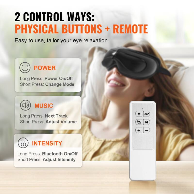 Eye Massager with Heat, Heated Eye Massage Mask with 5 Modes and Bluetooth Music, 180° Foldable Eye Care Massager