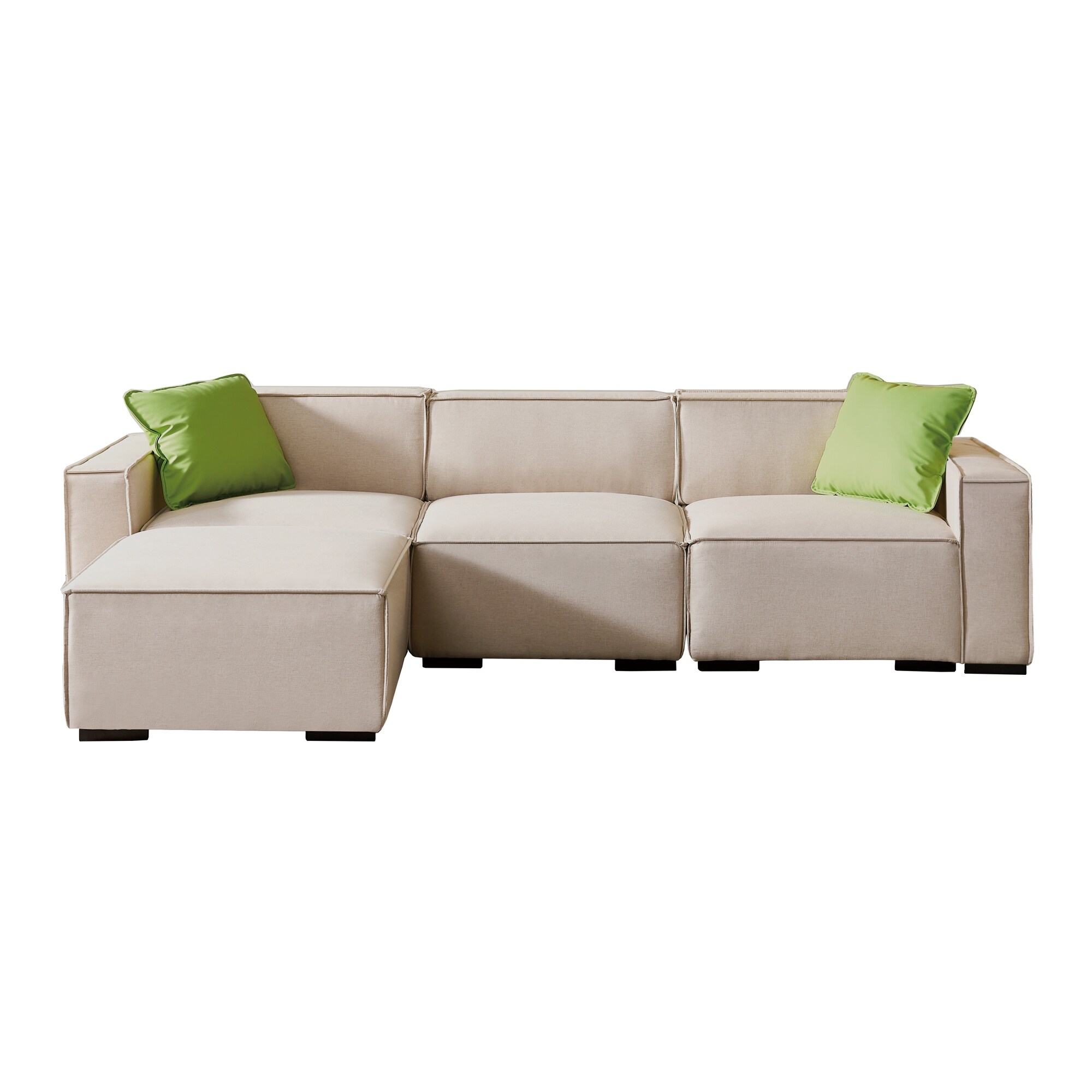 Modular L-Shape Sectional Sofa, 4-Seat Couch with Ottoman