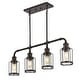 preview thumbnail 6 of 13, Arlo 34" 4-Light Farmhouse Industrial Iron/Glass Linear LED Pendant, Oil Rubbed Bronze/Clear by JONATHAN Y