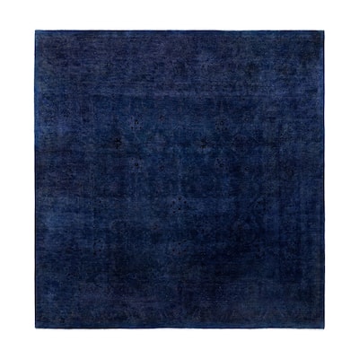 Overdyed One-of-a-Kind Hand-Knotted Square Area Rug - Blue - 7' 10" x 8' 1"