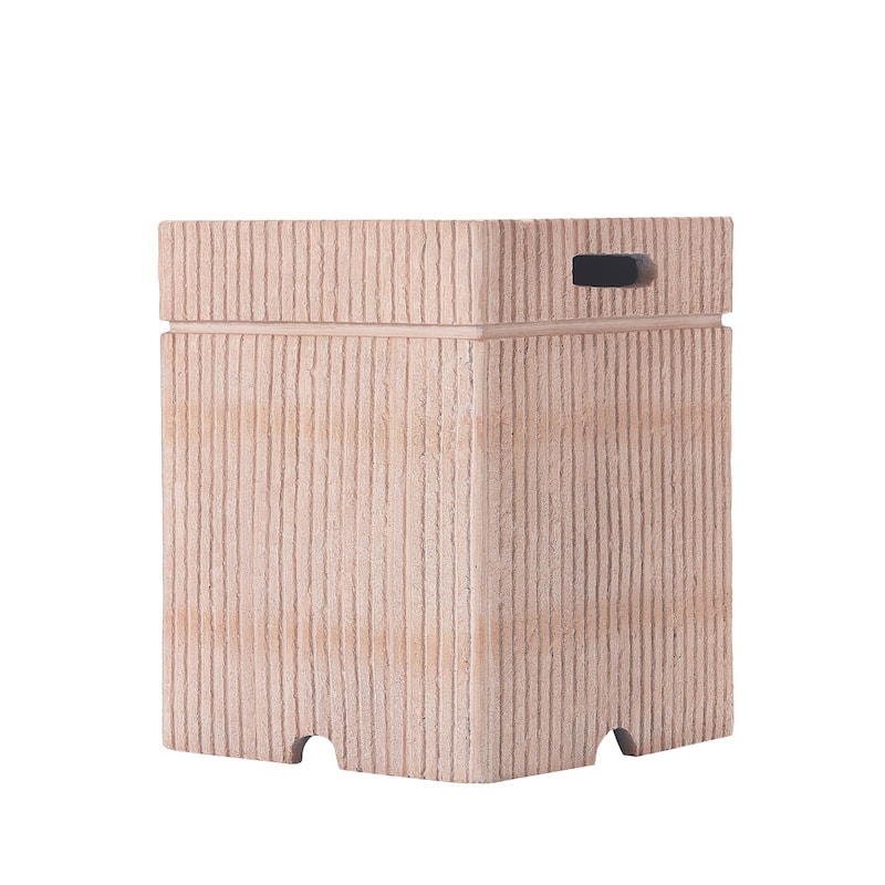 Christopher Knight Home - Olbia 16.15x20" Outdoor 2-in-1 Travertine MgO Propane Tank Holder/Side Table for Multiple Use