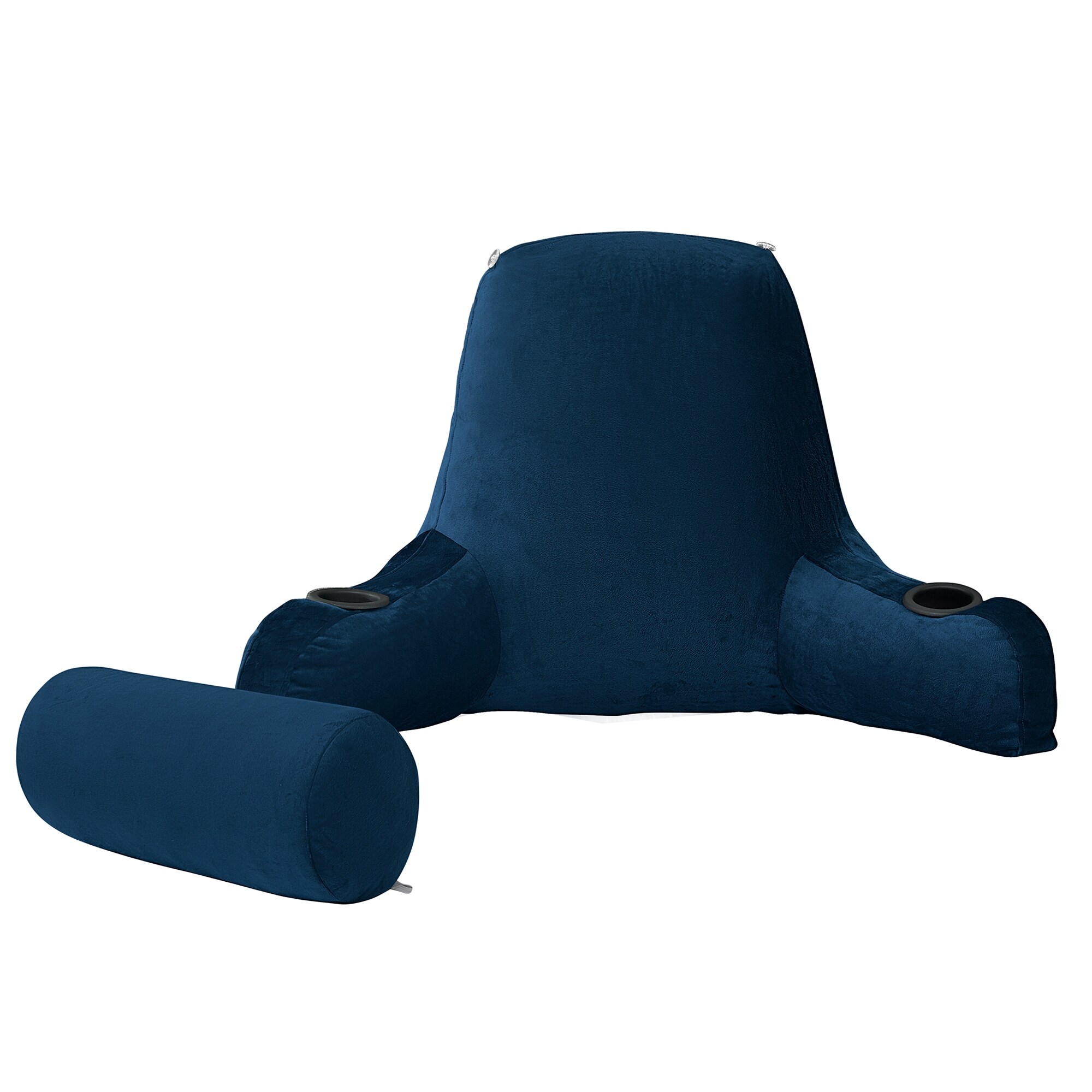 Sweet Home Collection Bed Rest Pillow w Cup Holders Navy