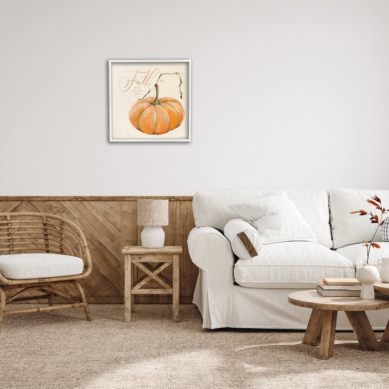 Stupell Fall Is My Favorite Color Orange Pumpkin Seasonal Word Design,12 x 12, Framed Wall Art