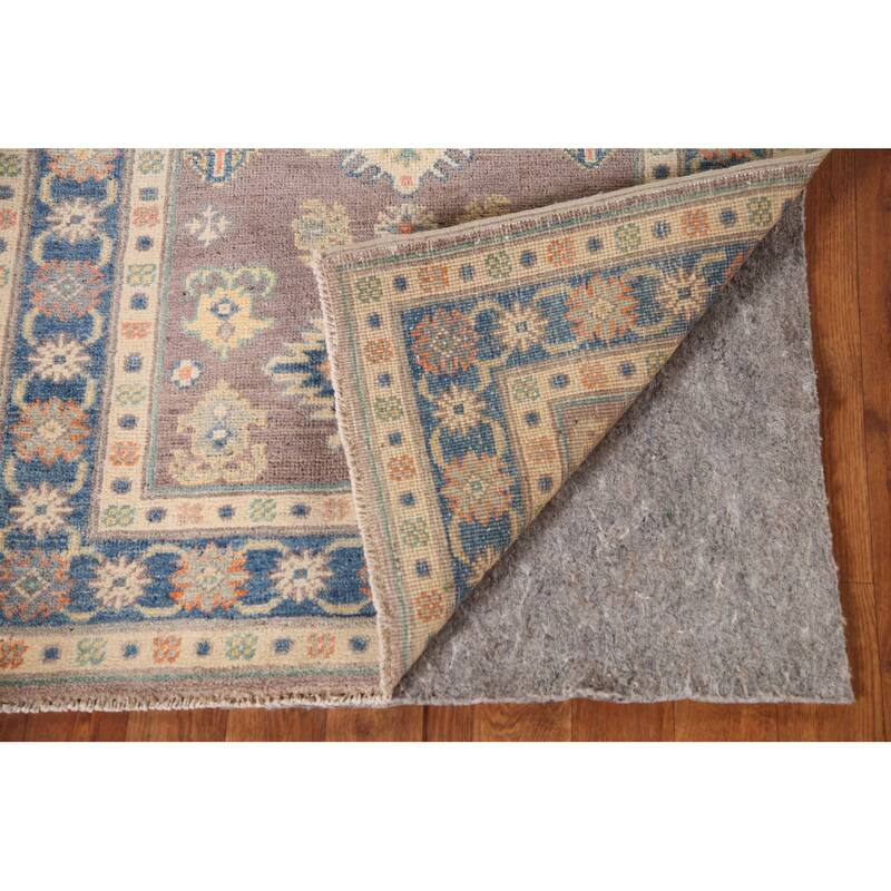Geometric Kazak Oriental Accent Rug Hand-Knotted Beige Wool Carpet - 2'8"x 3'10"