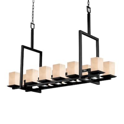 Clouds Montana Matte Black Bridge Chandelier (Tall), Clouds Square w/ Flat Rim Shade