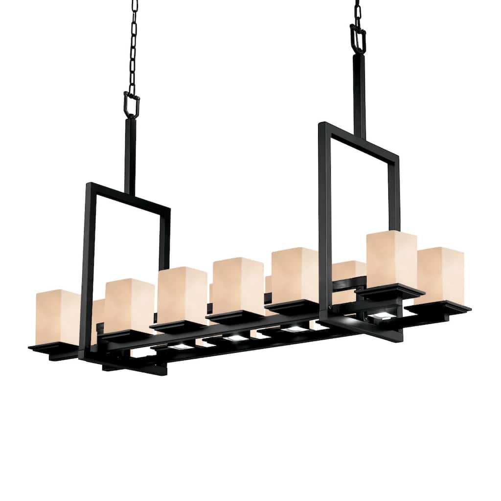 Clouds Montana Matte Black Bridge Chandelier (Tall), Clouds Square w/ Flat Rim Shade
