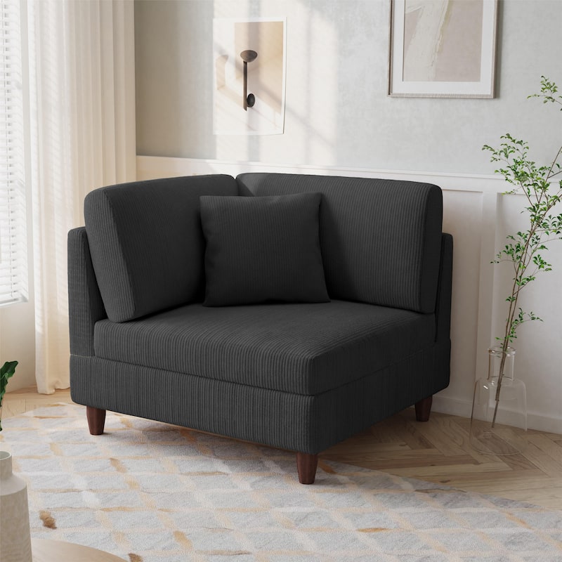 Corduroy Accent Chair with Ottoman Modular Couch Sectional Sofa