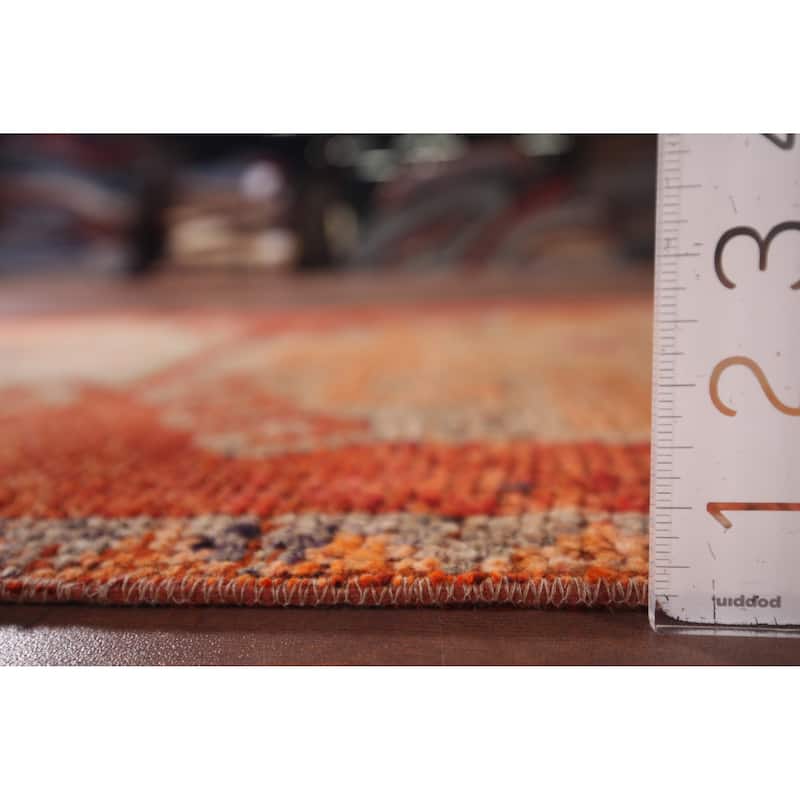 Orange Oushak Turkish Vintage Runner Rug Handmade Wool Carpet - 3'1"x 10'11"