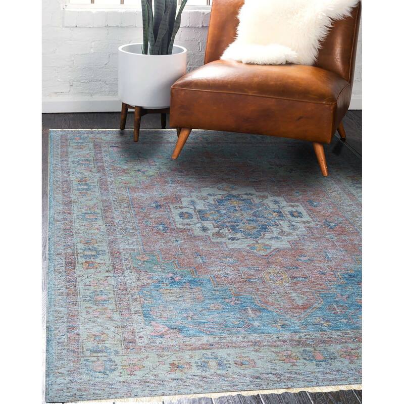 Home Decor Rust Hand-Woven Wool Oriental Design Rug by EORC Luxurious and Elegant Area Rug for Adding Warmth and Classic Style