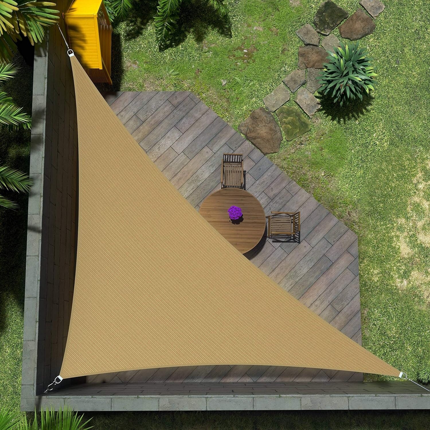 Custom Size 19' x 23' x 29.8' Sand Beige Right Triangle Sun Shade Sail UPF50+, 95% UV Block, Water & Air Permeable