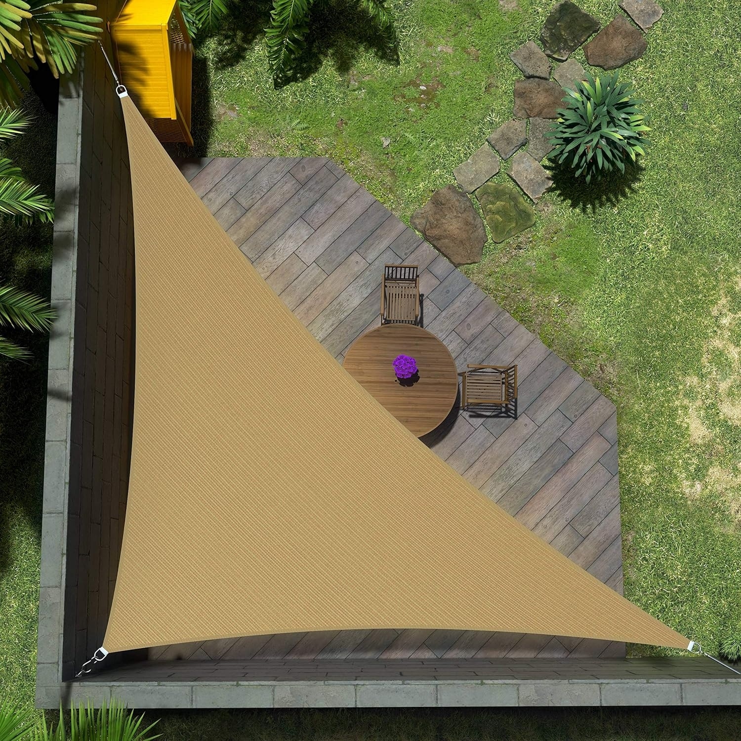 Custom Size 9' x 10' x 13.5' Right Triangle Sun Shade Sail, UPF50+, 95% UV Blockage, Water & Air Permeable, Commercial Standard
