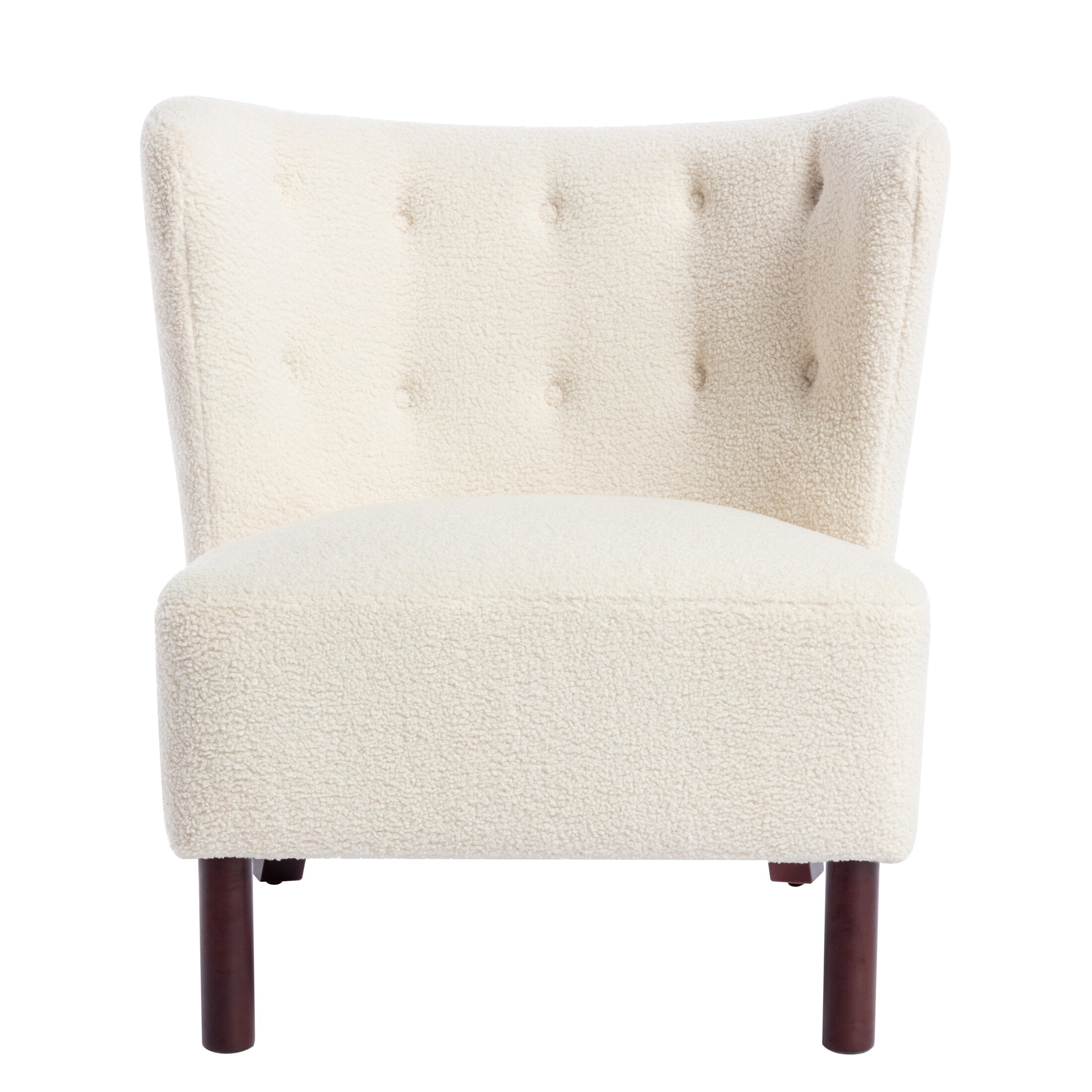 Upholstered Armless Chair Lambskin Sherpa Single Sofa Chair with