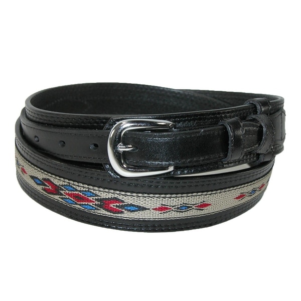CTM® Men's Leather Removable Buckle Ranger Belt with Fabric Inlay