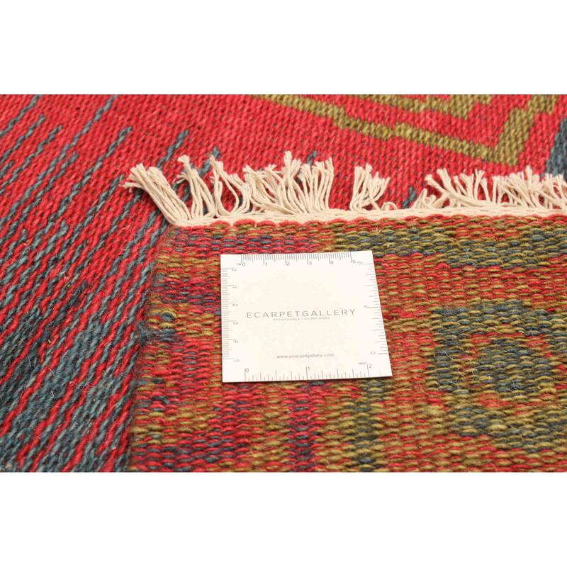 ECARPETGALLERY Flat-Weave Ankara FW Red Wool Kilim - 5'3 x 7'7