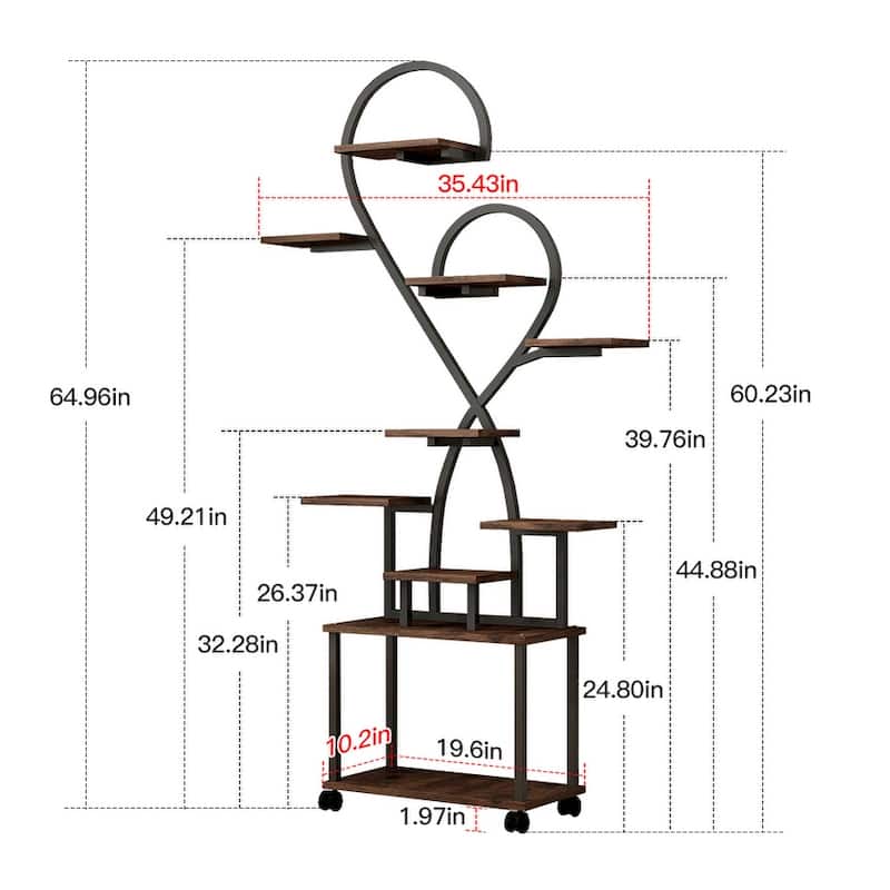 Plant Stand with Grow Lights, Tiered Indoor Plant Shelf, Metal Plant Flower Holder Stand, S-Shaped Plant Rack for Home, Patio
