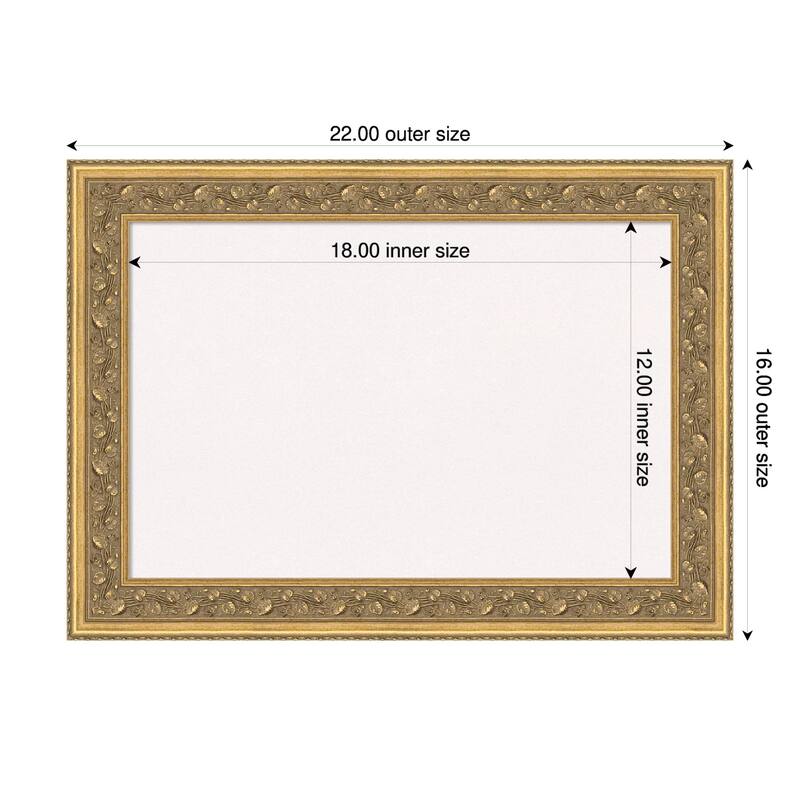 Carter Dark Gold Wood Framed Cork Board - Bulletin Board, Organization Board, Pin Board - White - 22 x 16 in