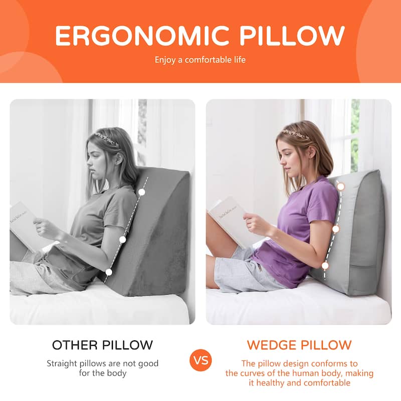 WOWMAX Headboard Wedge Reading Pillow Back Support