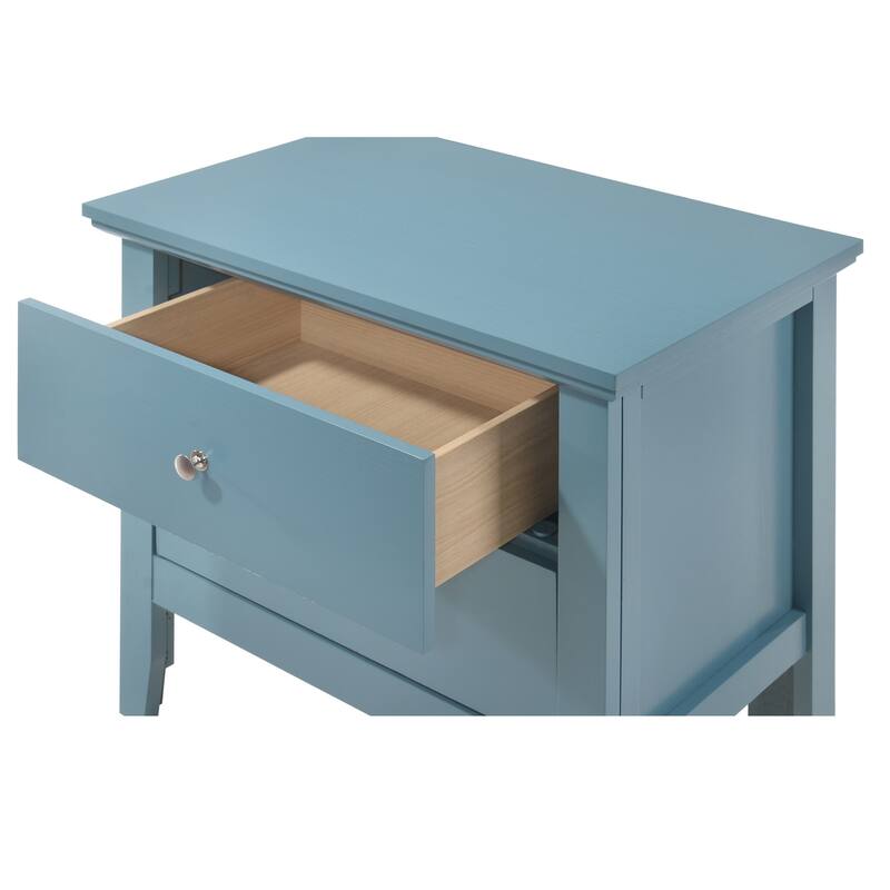 2-Drawer Wooden Nightstand - 24" - Blue