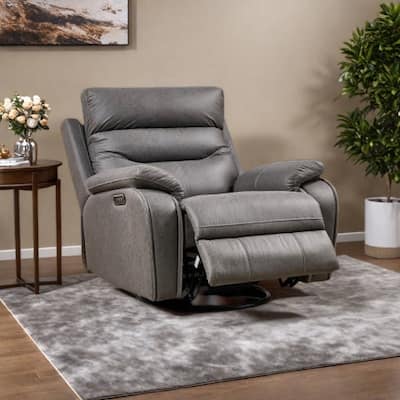 Dual Motor Power Swivel Recliner with 240° Rotation, Adjustable Headrest, USB Charging, Infinite Recline & Footrest