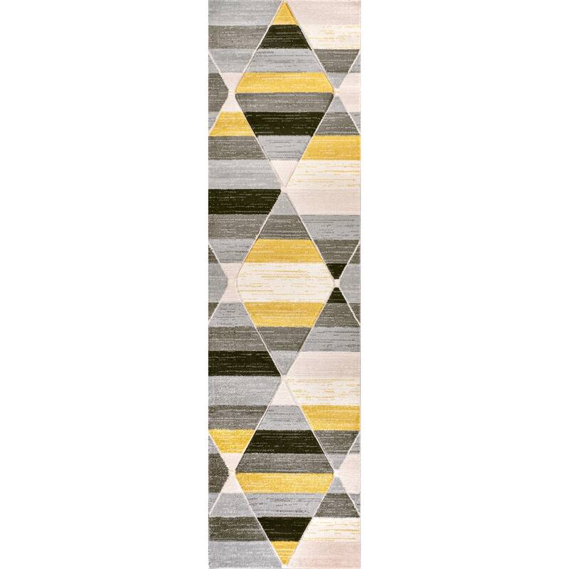 JONATHAN Y Tamara Boho Jute Circle Area Rug - 2 X 8 - Yellow/Gray/Cream