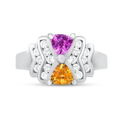 0.96 ct Pink & Yellow Sapphire and Diamond Ring in 14k White Gold