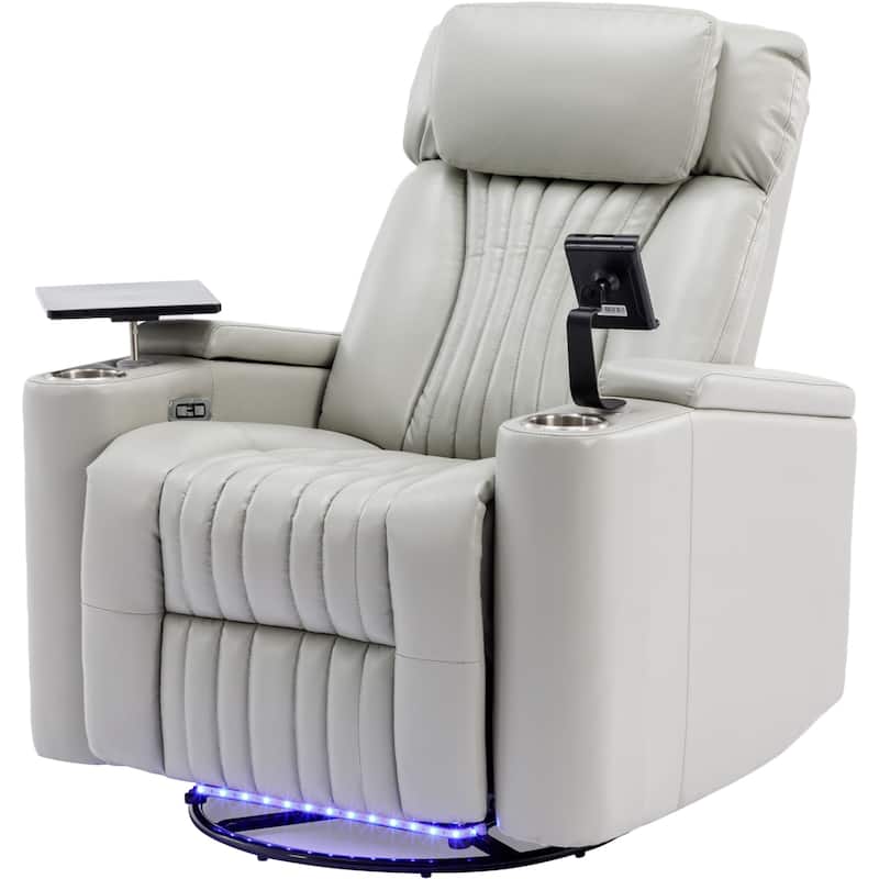 270° Power Swivel Lift Recliner Chair with Cell Phone Stand & Cup Holders, Swivel Tray Table, Lazy Boy Sofa Chair for Home