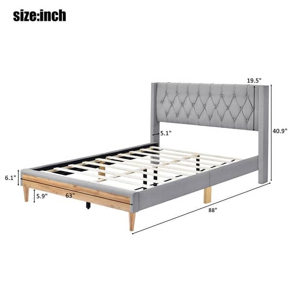 Upholstered Platform Bed with Rubber Wood Legs Bed Bath & Beyond