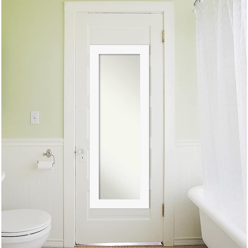 Basic Non-Beveled Wood Framed Full-Length On the Door Mirror - Glass Size 14x48