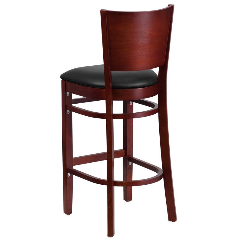 2 Pk. Lacey Series Solid Back Wooden Restaurant Barstool - 16.75"W x 18"D x 43.5"H - 16.75"W x 18"D x 43.5"H