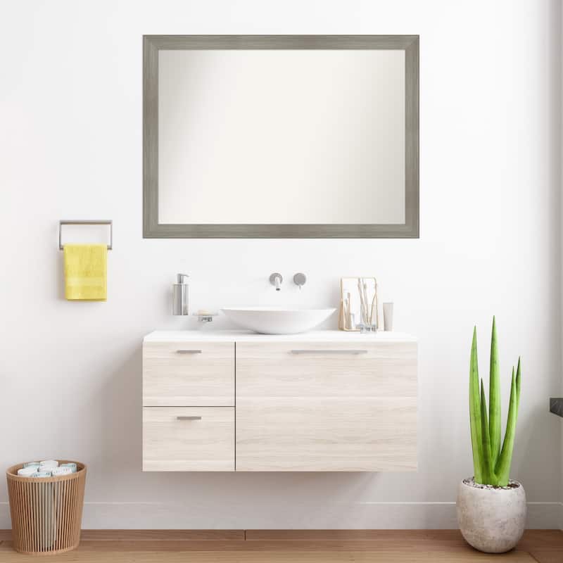 Grand Narrow Non-Beveled Framed Bathroom Vanity Wall Mirror