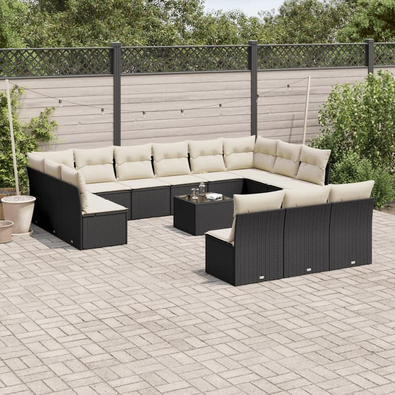 vidaXL Garden Sofa Set Black, Cream White - 21.7 x 21.7 x 14.6
