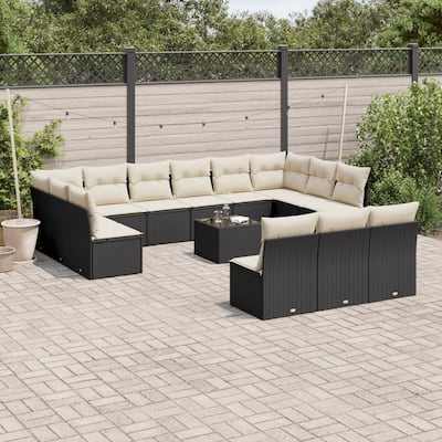 vidaXL Garden Sofa Set Black, Cream White - 21.7 x 21.7 x 14.6