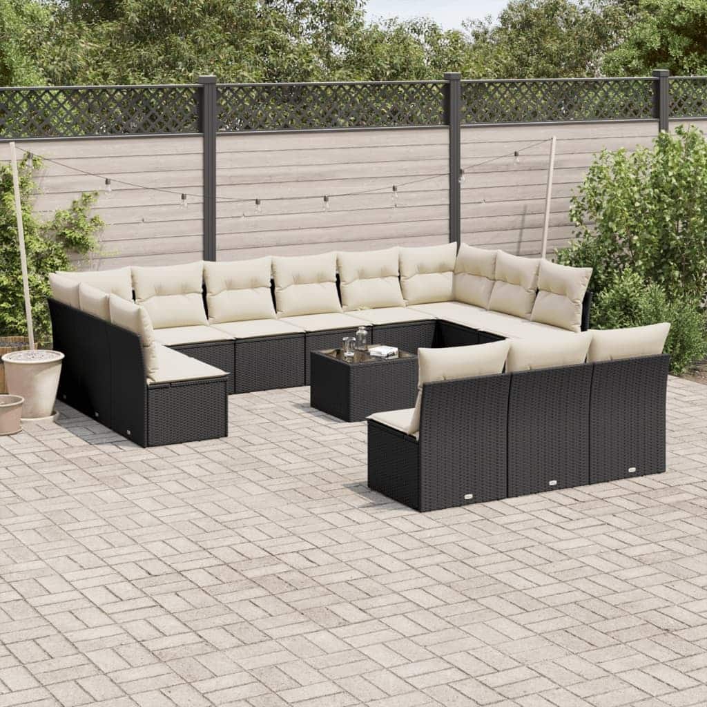 vidaXL Garden Sofa Set Black, Cream White - 21.7 x 21.7 x 14.6