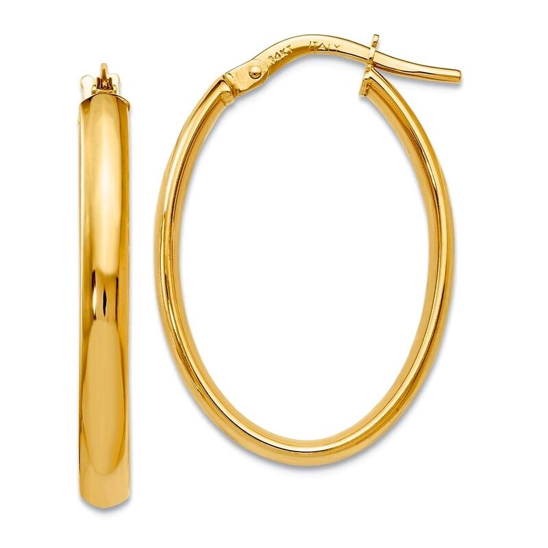 Curata 10k Yellow, Rose or White Gold Polished Italian 26.5x1.5mm Oval Hoop Earrings - Yellow Gold
