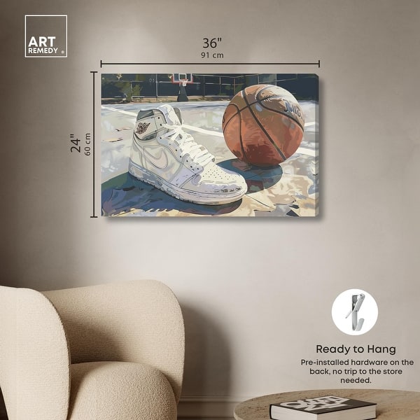 dimension image slide 3 of 6, Washed Out Court Canvas by Art Remedy, Gallery Wrapped